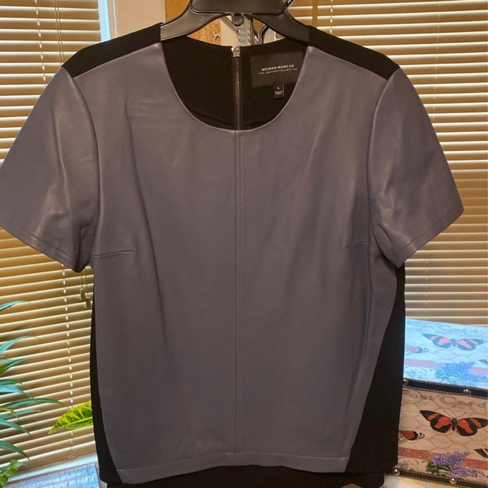 Leather and polyester shirt - lightly used from Neiman Marcus